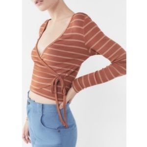 Urban Outfitters Brown Winston Wrap Cropped Top